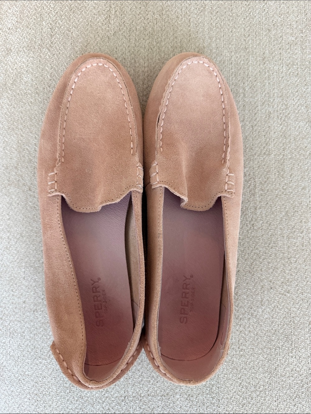 Sperry Suede Slip-On Loafers in Blush